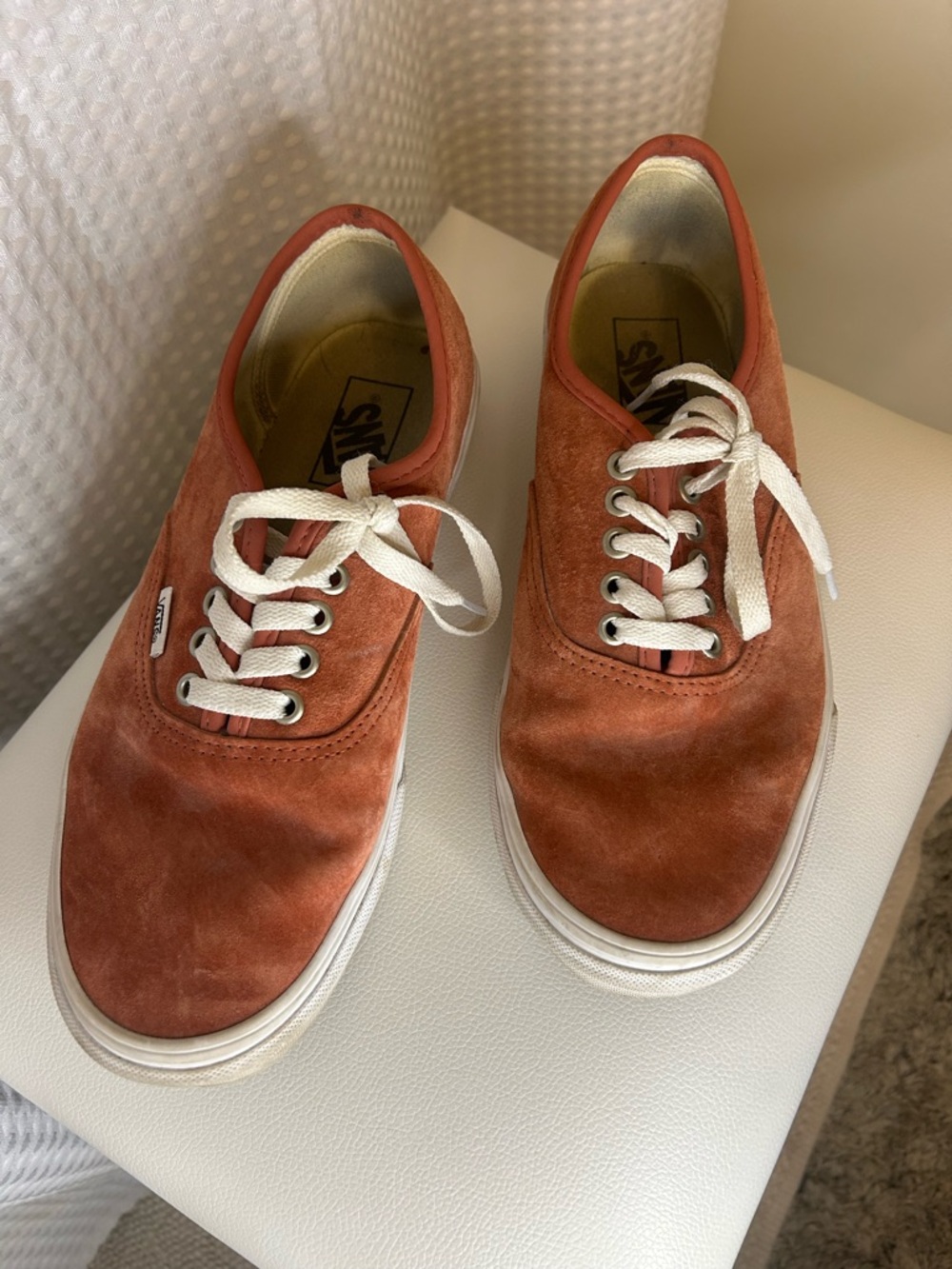 Vans Low-Top Suede Sneakers in Rust and White